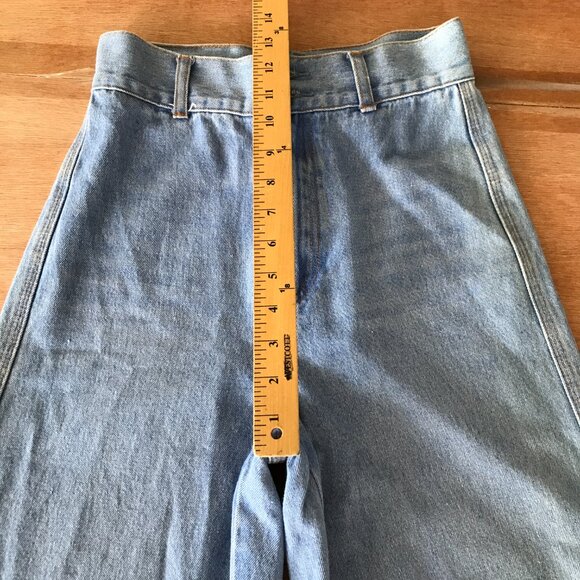 Ghanda Barrel Wide Leg Jeans Women 6 Blue High Rise Raw Hem Stretch Skater 18216 - Picture 8 of 13